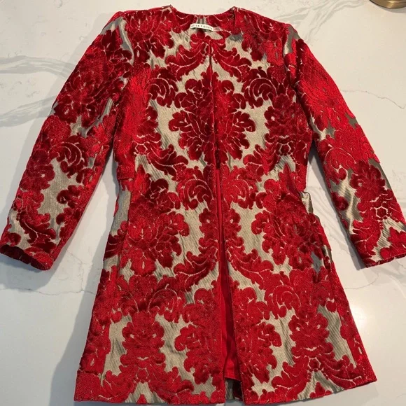 Alice + Olivia Red Brocade Jacket - Picture 1 of 8